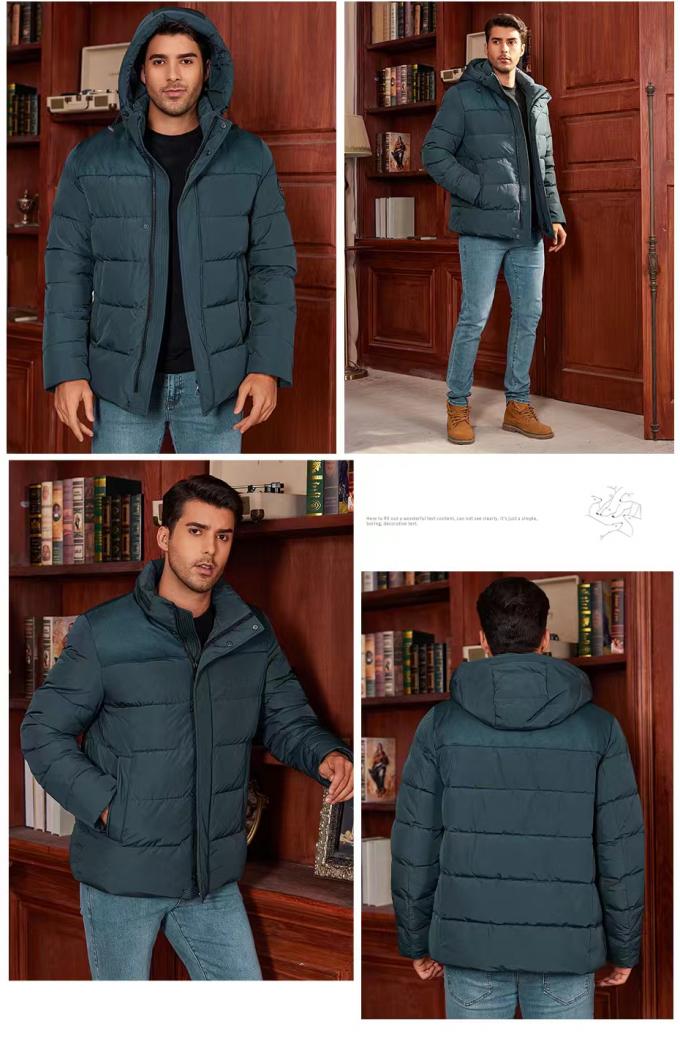 men' coat, Mid-Short Length Hooded Men's Jacket for Autumn & Winter – Classic Double Pockets, Color-Clash Style