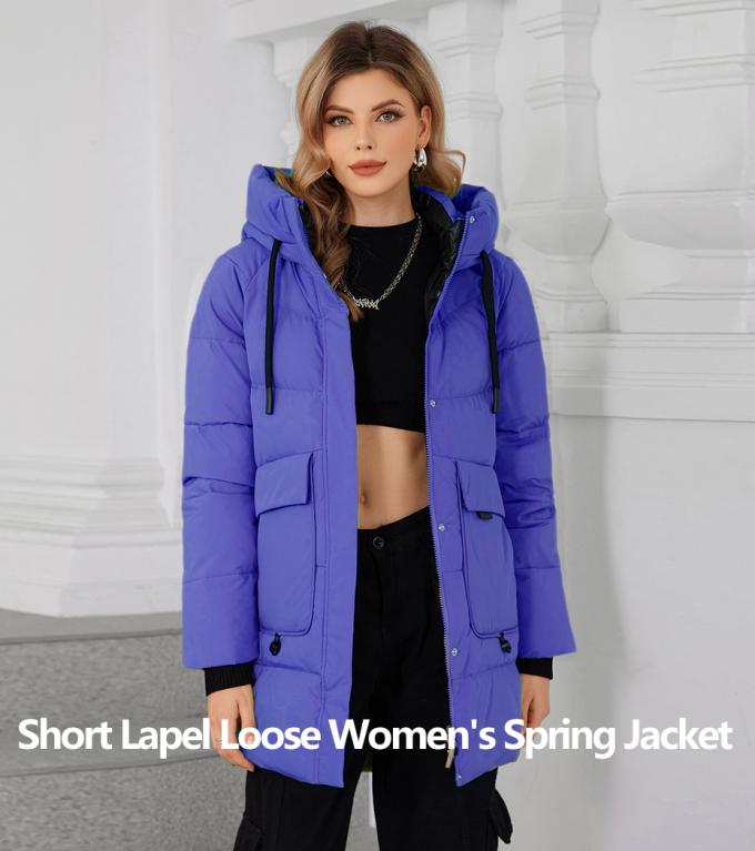 Stand-up Collar & Hood Mid-length Cotton/Down Jacket - Warmth Meets Fashion，classic woman coat，middle length，bright colour