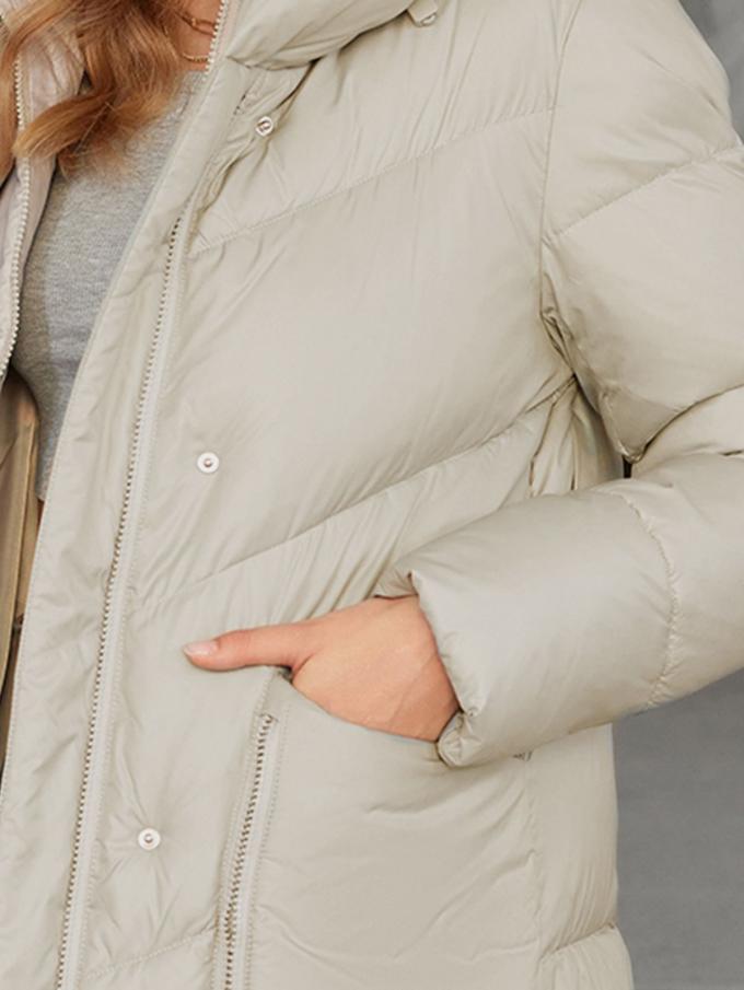 Detachable Lining Fashionable Thickened Down Jacket, down jacket, long women coat，for cold winter, hooked, warmest coat, unique fashion, waterproof, light colour
