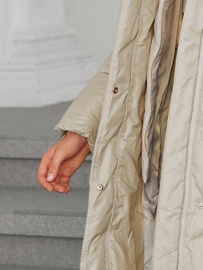 Detachable Lining Fashionable Thickened Down Jacket, down jacket, long women coat，for cold winter, hooked, warmest coat, unique fashion, waterproof, light colour