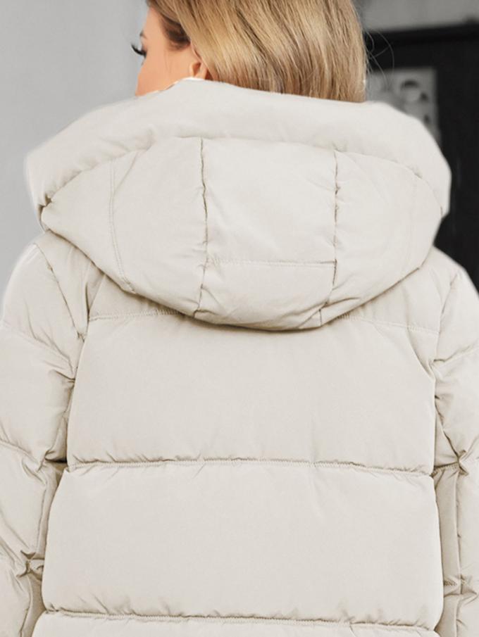 Classic Four Pocket Mid-Length Thickened Down Jacket, machine washable, woman winter coat, down jacket, bio down jacket, dark colour，bio fluff coat