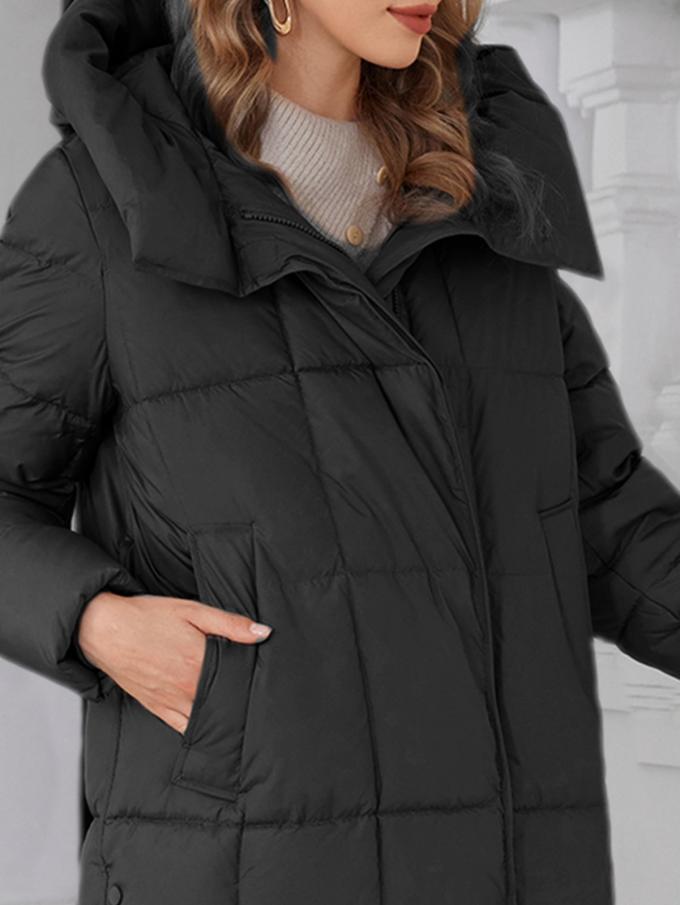 long women jacket, for cold winter coat, hooked, lower knees length, dark colours, Winter Warmth Graphene Self Heating line，