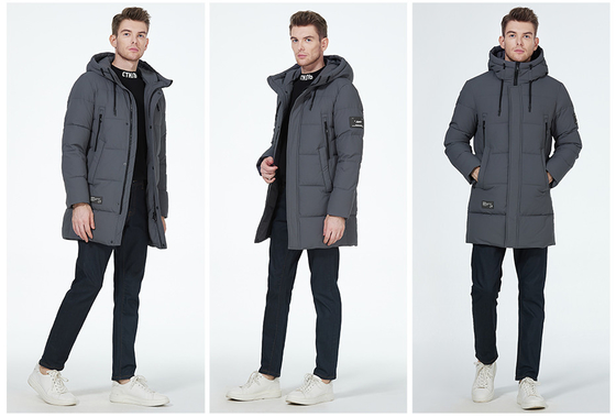Beli Pria Fit Reguler Pria Long Parka Abu Gelap Pria Packable Down Jacket Dengan Banyak Kantong online manufacture
