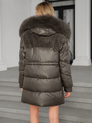 خرید Bio Down Coat قابلیت استفاده از کت موی ریل فاکس ماشین قابل شستشوی دستورالعمل مراقبت برای دختران و زنان موی غنی موی ریل راکون موی نرم ضد بادی برای زمستان سرد online manufacture