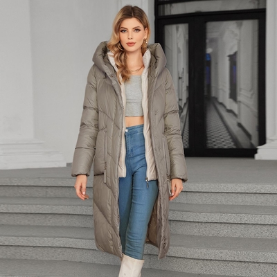 kopen Afneembare voering Modieus Verdikte doek / Katoenen jas, lange damesjas,voor koude winter, met haak, warmste jas online manufacture
