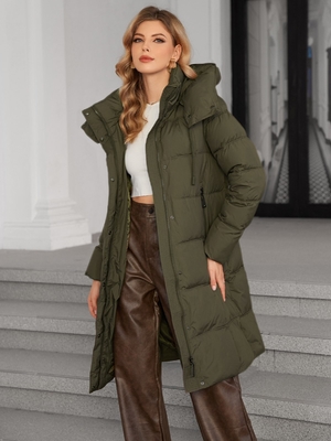 kaufen Winter-Baumwolljacke mit Kapuze und langem Ärmel Funktionsdesign online manufacture