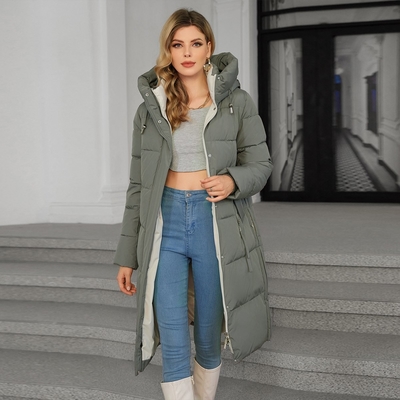 comprar Moderado Estilo Baja de las rodillas de las mujeres longitud hacia abajo / chaqueta de algodón resistente al agua resistente al viento negro cierre cremallera online manufacture