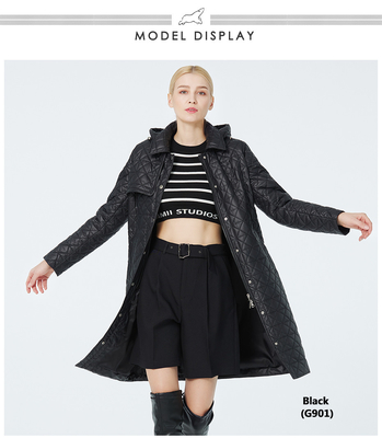 102cm Coat Belt Water Resistant Windbreaker Spring Black Coat For Center Back Length