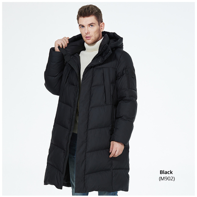 32.8cm - 36.8cm Cuff Long Men Winter Jacket Long Down Coat With Zipper And Button Closure