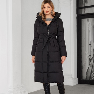 Cappotto lungo femminile Inverno Cappotto caldo o Biodown o Bio Fluff Cappotto per l'inverno Agganciato a prova d'acqua e a prova di vento per l'inverno freddo Colore scuro