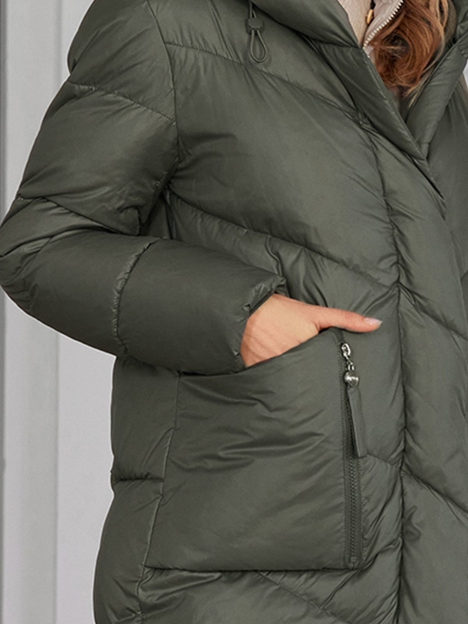Detachable Lining Fashionable Thickened Down Jacket, long women coat，for cold winter, hooked,  machine washable, regular fit for daily wear